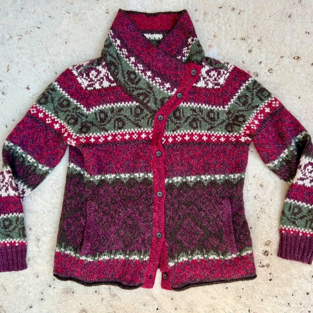 Royal Robbins Red Green Cardigan Sweater
